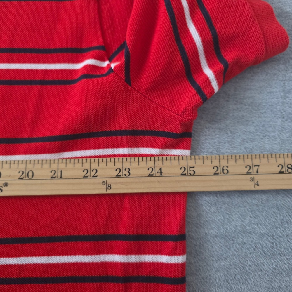 Lacoste Mens Orange Striped Short Sleeve Cotton Pique Polo Shirt Size 8 - Picture 7 of 8
